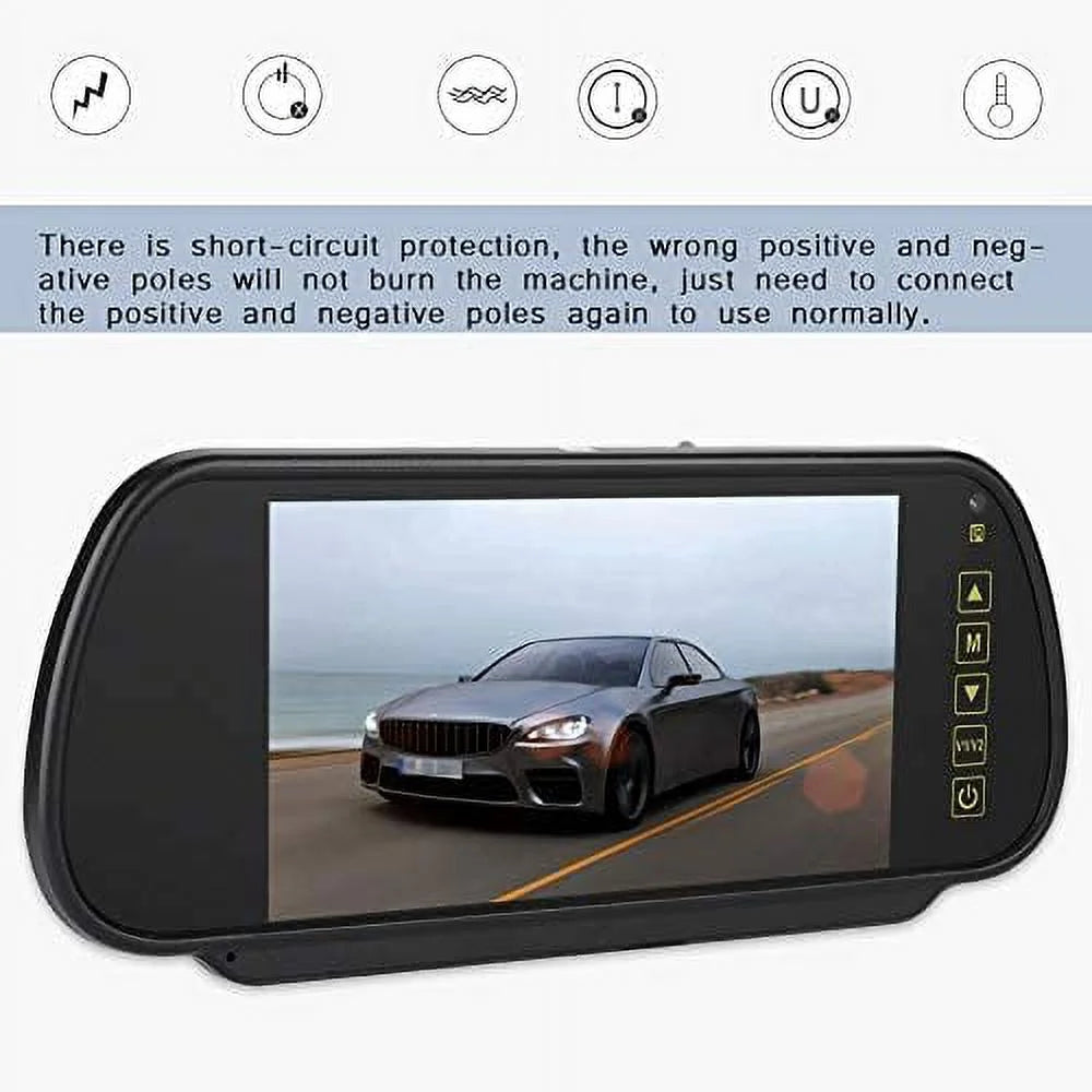 Bileeko Car Rear View Mirror 7 Inch LCD Vehicle Monitor Sizecreen for Parking