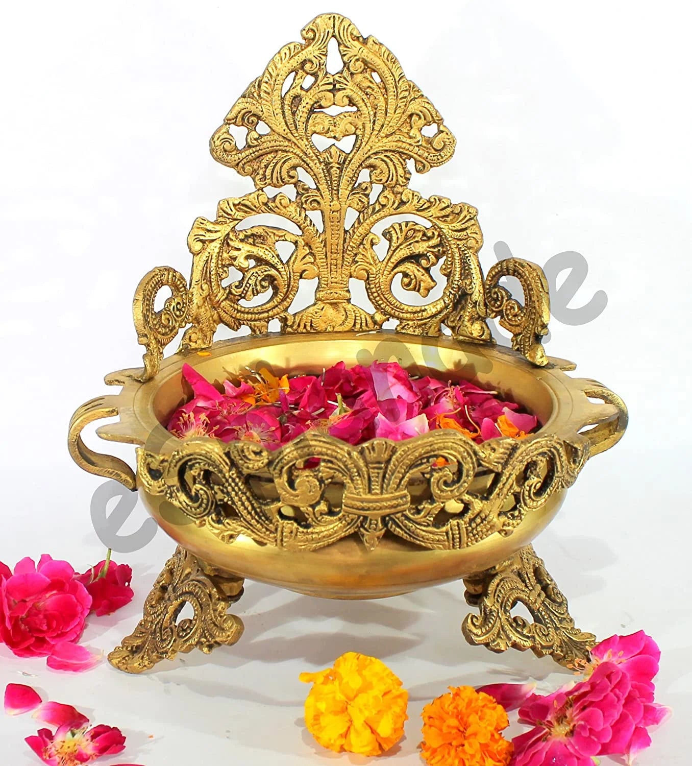 eSizeplanade - Ethnic Decorative Urli - Traditional Bowl Sizehowpiece | Decorative Items - Home Decor | Brass - 10.5" Inches