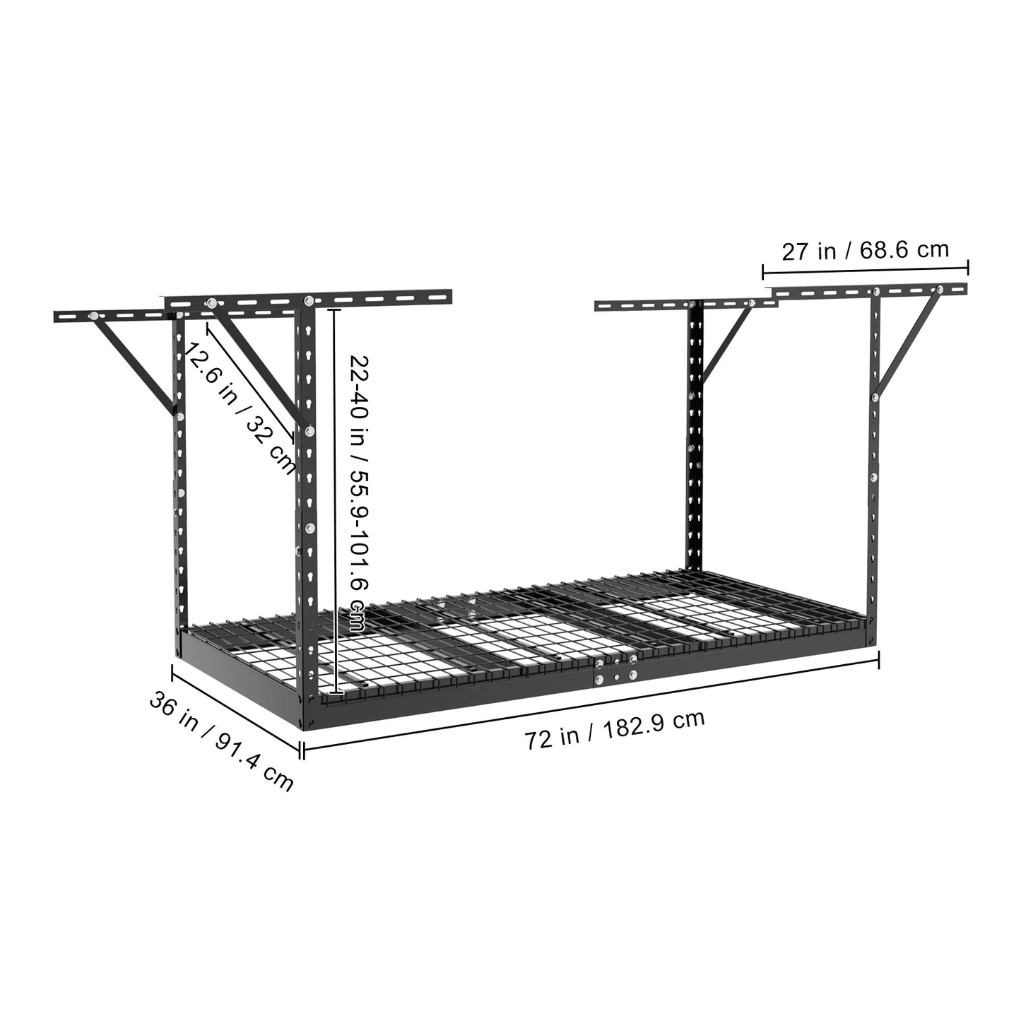 SizeKYSizeHALO Overhead Adjustable Garage Sizetorage Rack 36x72" Ceiling Rack 550 lbs Black