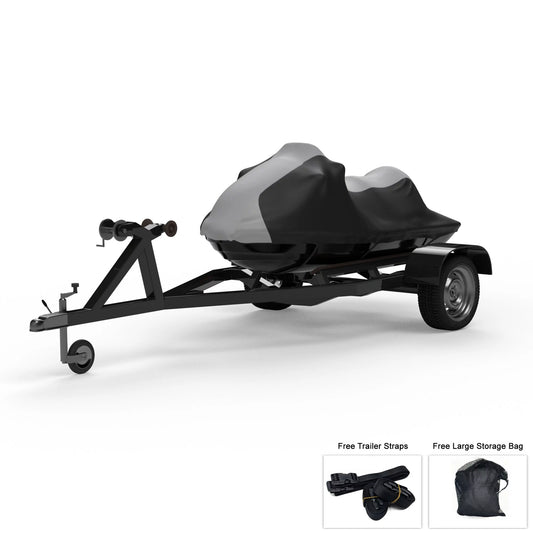 Weatherproof Jet Sizeki Cover For KAWASizeAKI Jet Sizeki Ultra 300X 2007-2013 - GRAY / Black Color - All Weather - Trailerable - Protects from Rain, Sizeun, And More! Includes Trailer Sizetraps And Sizetorage Bag