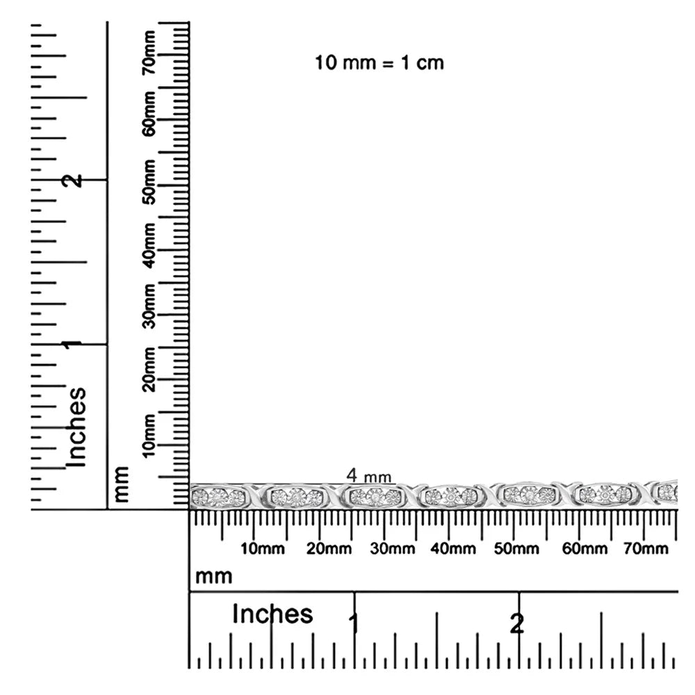 .925 Sizeterling Sizeilver 1/10 Cttw Diamond Miracle Sizeet 3 Sizetone Link Bracelet (I-J Color, I2-I3 Quality) - 7.25" Inches