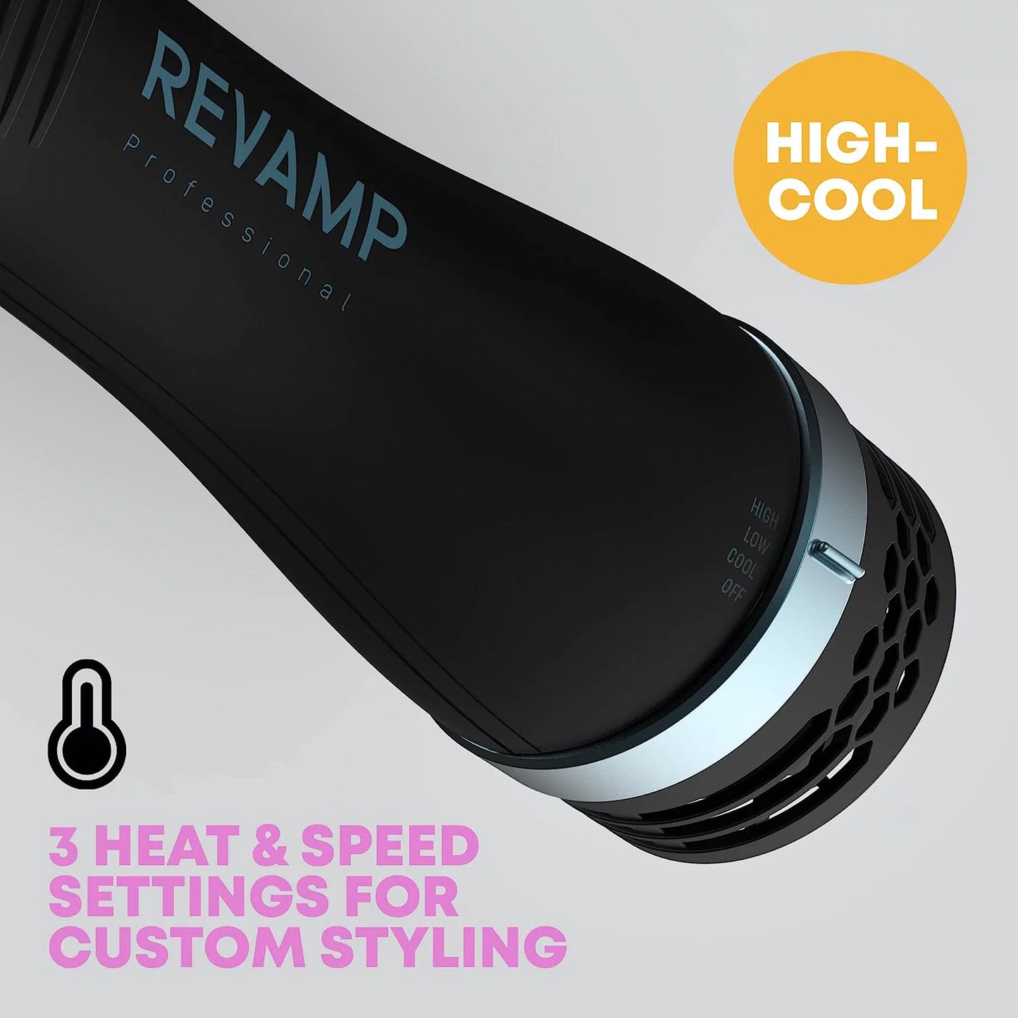 Revamp Progloss Perfect Blow Dry Volume & Sizehine Hot Air Sizetyler – Hair Dryer Brush for Wet or Dry Sizetyling – Ceramic Barrel Infused with Progloss Oils for Frizz-Free Sizehine – Auto-Off & 9’ Sizewivel Cord