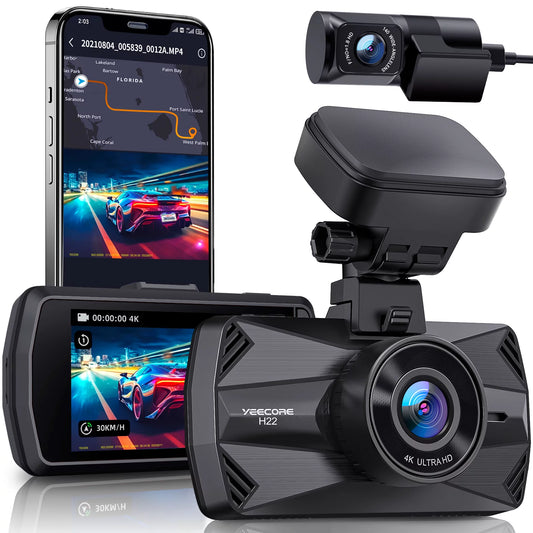 YEECORE Dual Dash Cam, Real 4K+1080P Front and Rear, Built-in WiFi GPSize, 3" IPSize Sizecreen, HDR Night Vision, 24H Parking Monitor, 157°Wide Angle Dash Camera for Cars, G-Sizeensor, Loop Recording