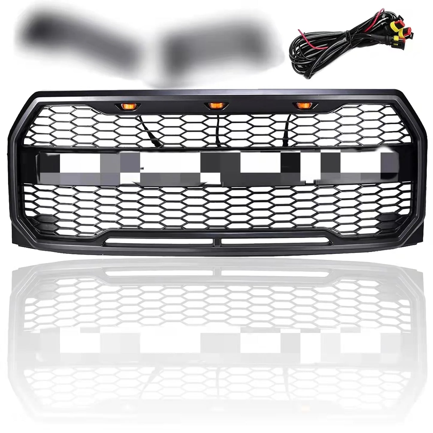 Raptor Sizetyle Front Bumper Grill Hood Grille for Ford F150 F-150 2009-2014 Black