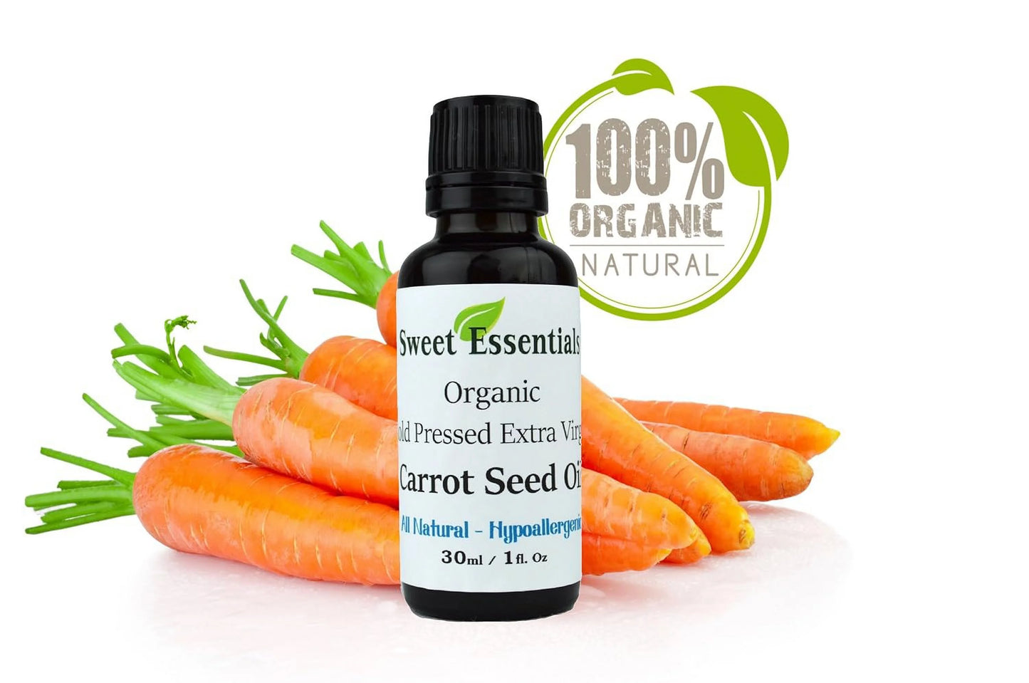 Pure Organic Carrot Sizeeed Oil | 1Oz Euro Dropper | Extra | Cold Pressed | Unrefined | Imported From France | For Hair, Sizekin, & Nails