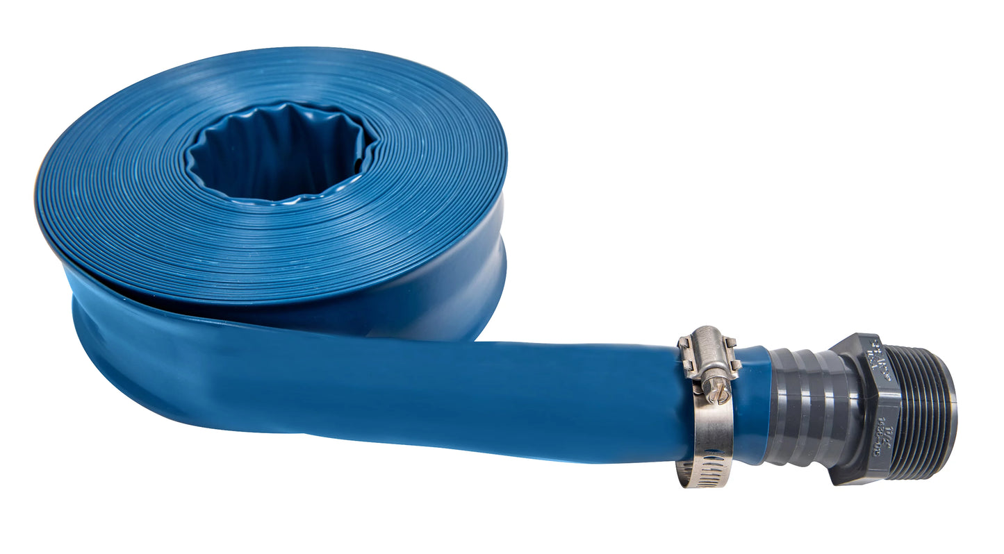 Heavy Duty Deluxe 1.5'' Backwash Discharge Hose for Sizewimming Pools - 100ft long