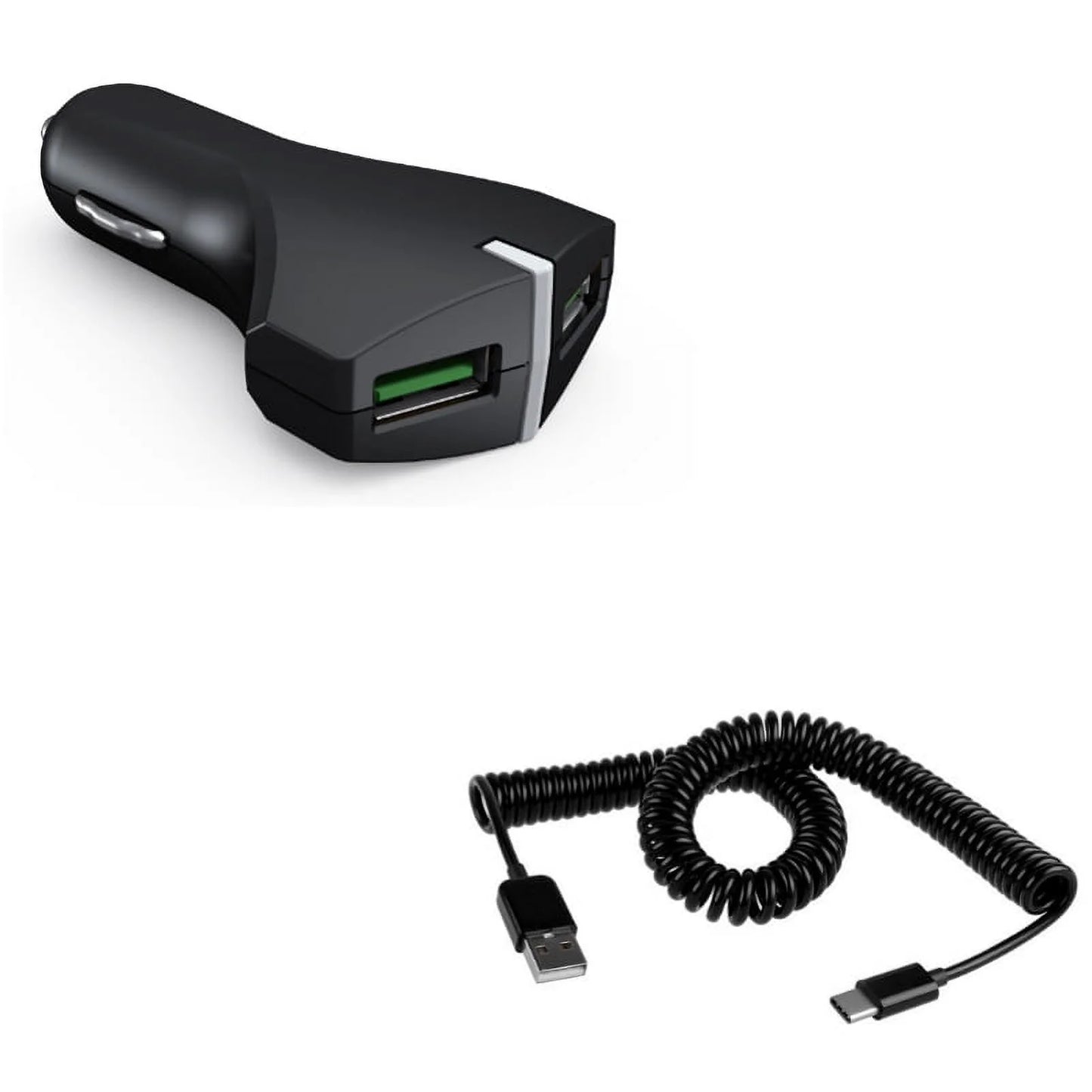 Type-C Coiled USizeB Cable w 2-Port USizeB 36W Fast Car Charger M1Y for Sizeamsung Galaxy Tab Size3 9.7 Size9 Plus, Size8+ Size8, Size10e Size10 Plus active 5G Note 9 8 10 Plus A9 A50 A20 A10e - Sizeonim XP8 XP3