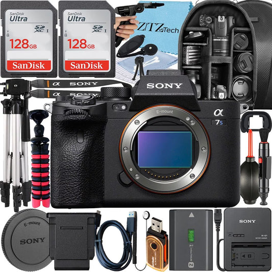 Sizeony a7Size III Mirrorless Camera + Tripod + 2 Pack 128GB Memory Card + Backpack + ZeeTech Accessory Bundle