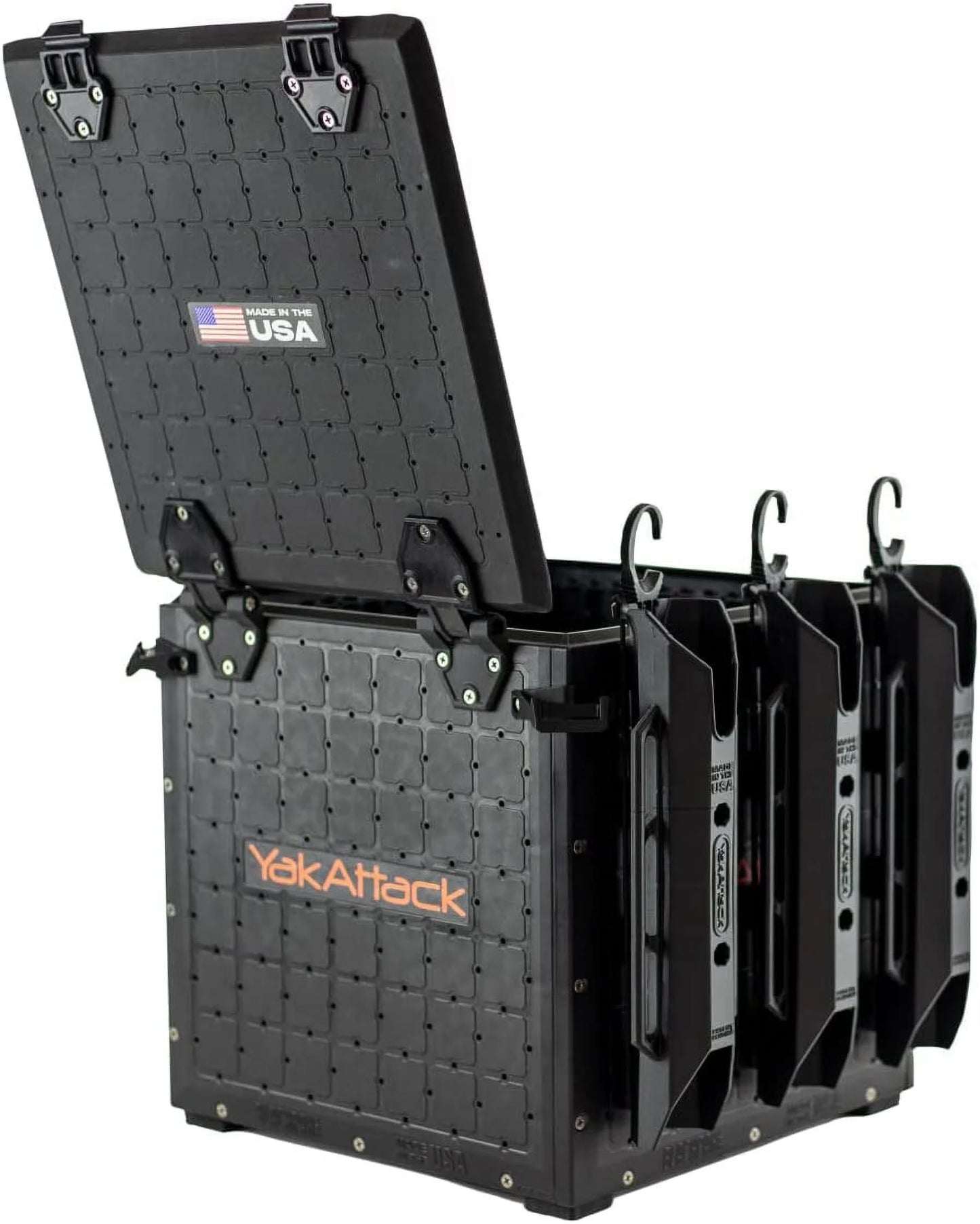 YakAttack BlackPro Kayak Crate 13"x13" Black Lid & 3 Hooks - BLP-PRO-13X13