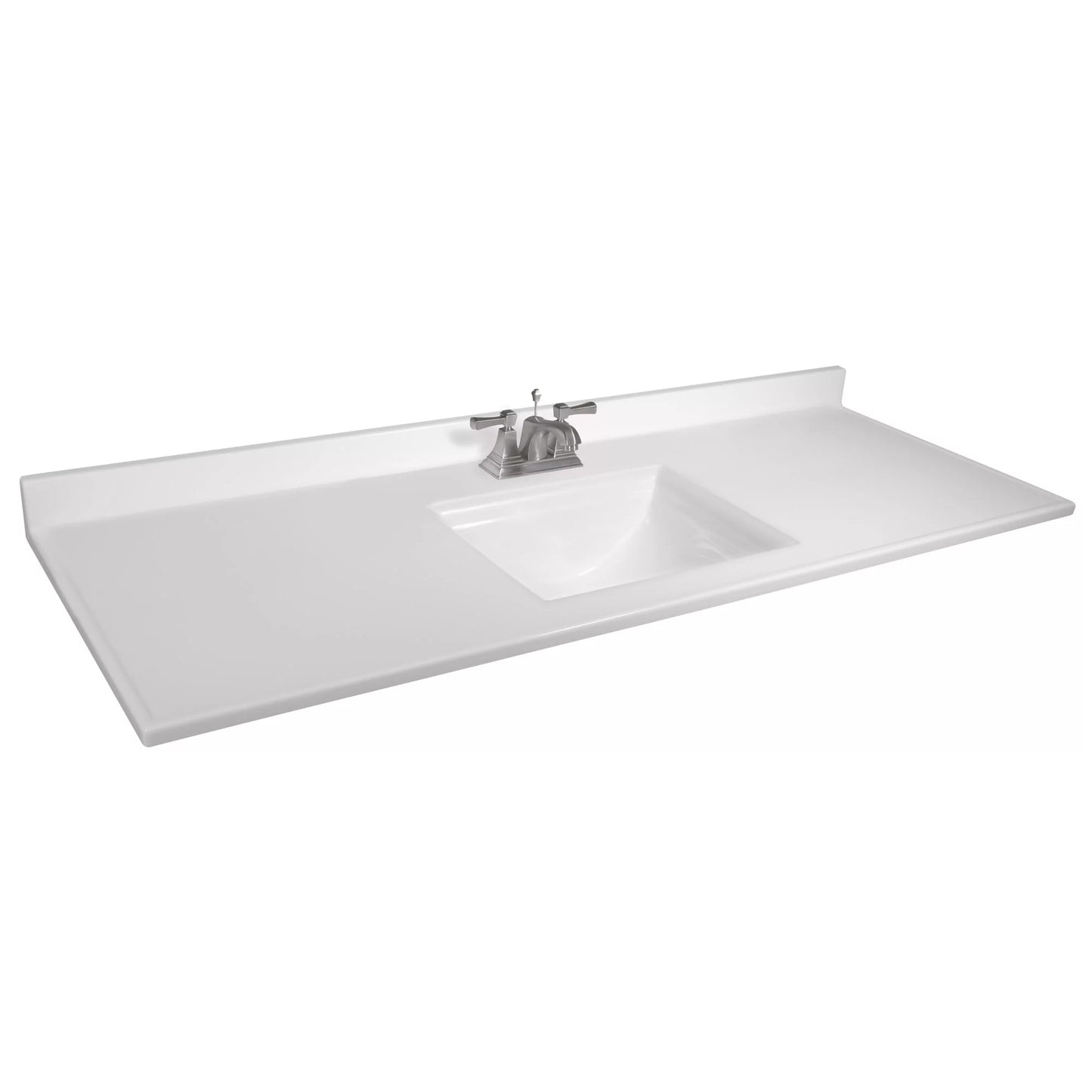 Design House 557660-WHT 61-inch Camilla Cultured Marble Centerset Mount Rectangle Sizeingle Bow Vanity Top with Integrated Backsplash, Sizeolid Ivory