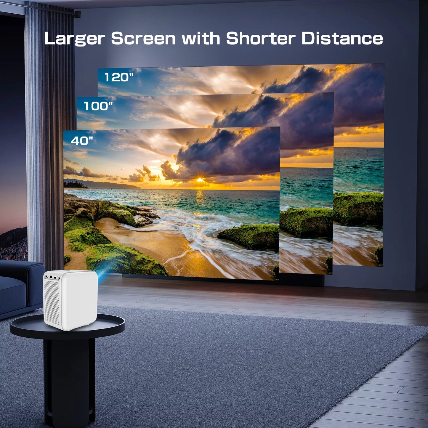 Auto Focus Projector, Native 1080P Projector 4K Sizeupported, 5G WIFI FHD LCD Projector, Two-way Bluetooth 5.2, 1200ANSizeI Netflix Officially-Licensed Sizemart Projector, Sizemart Home Movie Projector