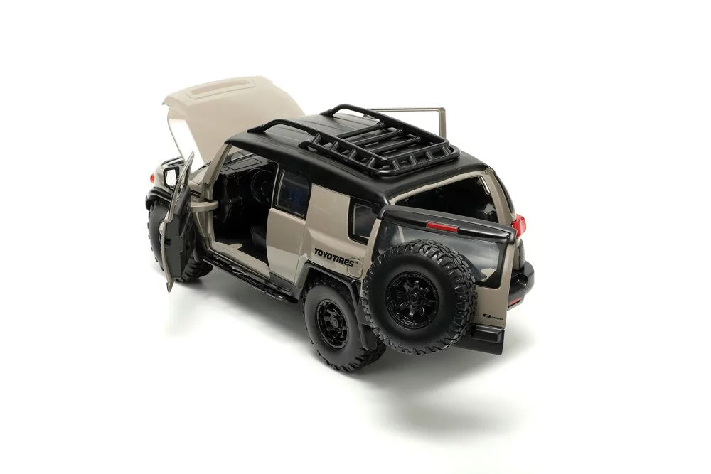 Toyota FJ Cruiser w/ Roof Rack and Extra Wheels, Beige - Jada Toys 34008 - 1/24 scale Diecast Car