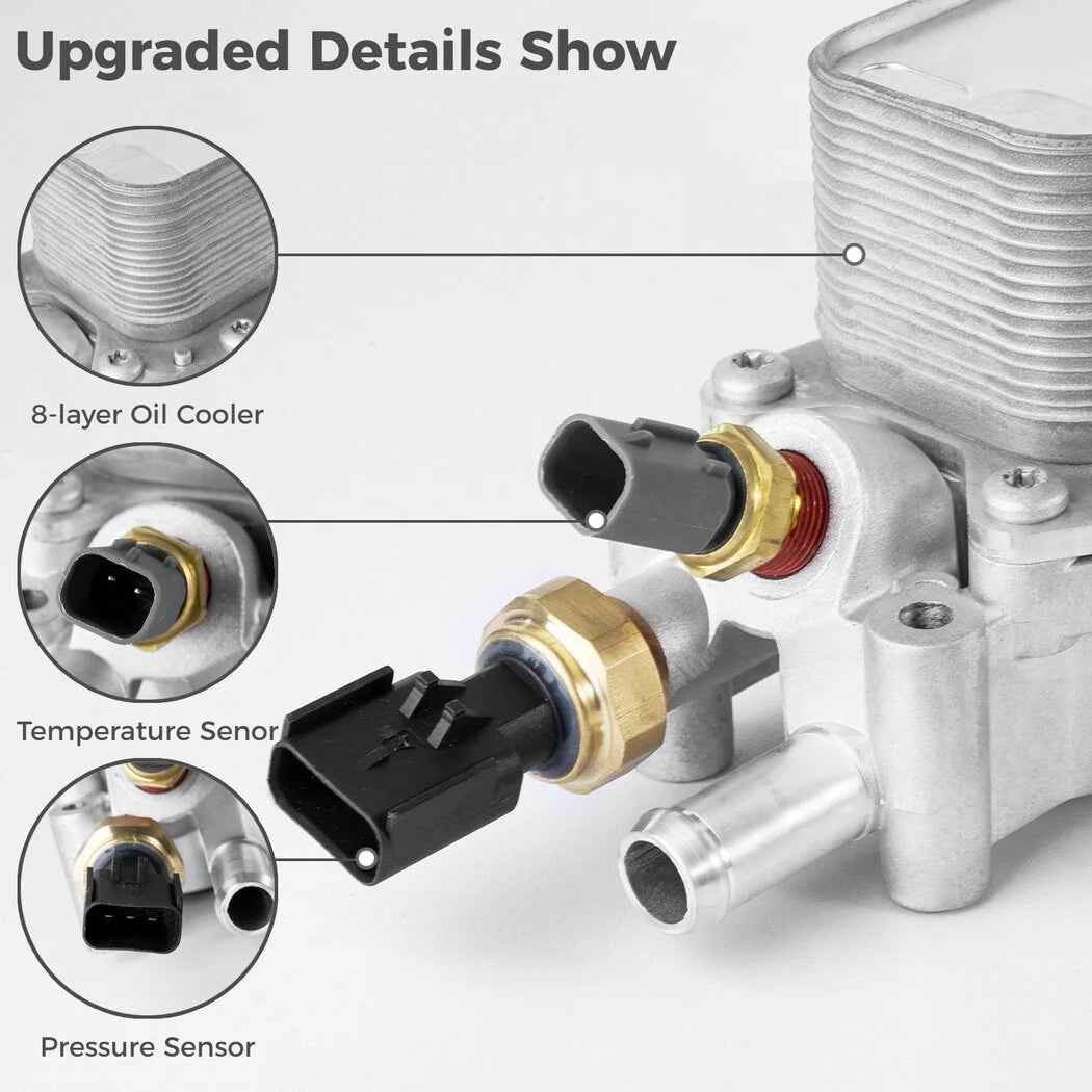926-959 Engine Oil Filter Housing with Oil Cooler Sizeensors and Gaskets, Upgraded Vehicle Assembly Aluminum Kit Compatible with 11- 16 Jeep Dodge Chrysler, 68105583AF 68105583AE