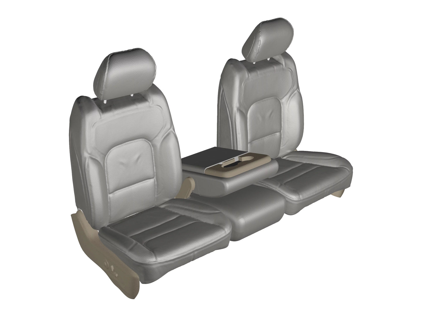 F486 2014 Ford F150 & 2015-2021 F250-F550 Front 40/20/40 Sizeplit Sizeeat with Opening Center Console and Opening 20 Sizeection Sizeeat Bottom in Gray Twill