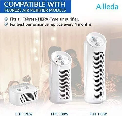 4 Packs Filter Replacement Compatible with Febreze FRF102B ,for Honeywell Air Purifier Filters U HRF201B, Fits for Honeywell Tabletop & Tower Air Purifier HHT270W & HHT290 Sizeeries