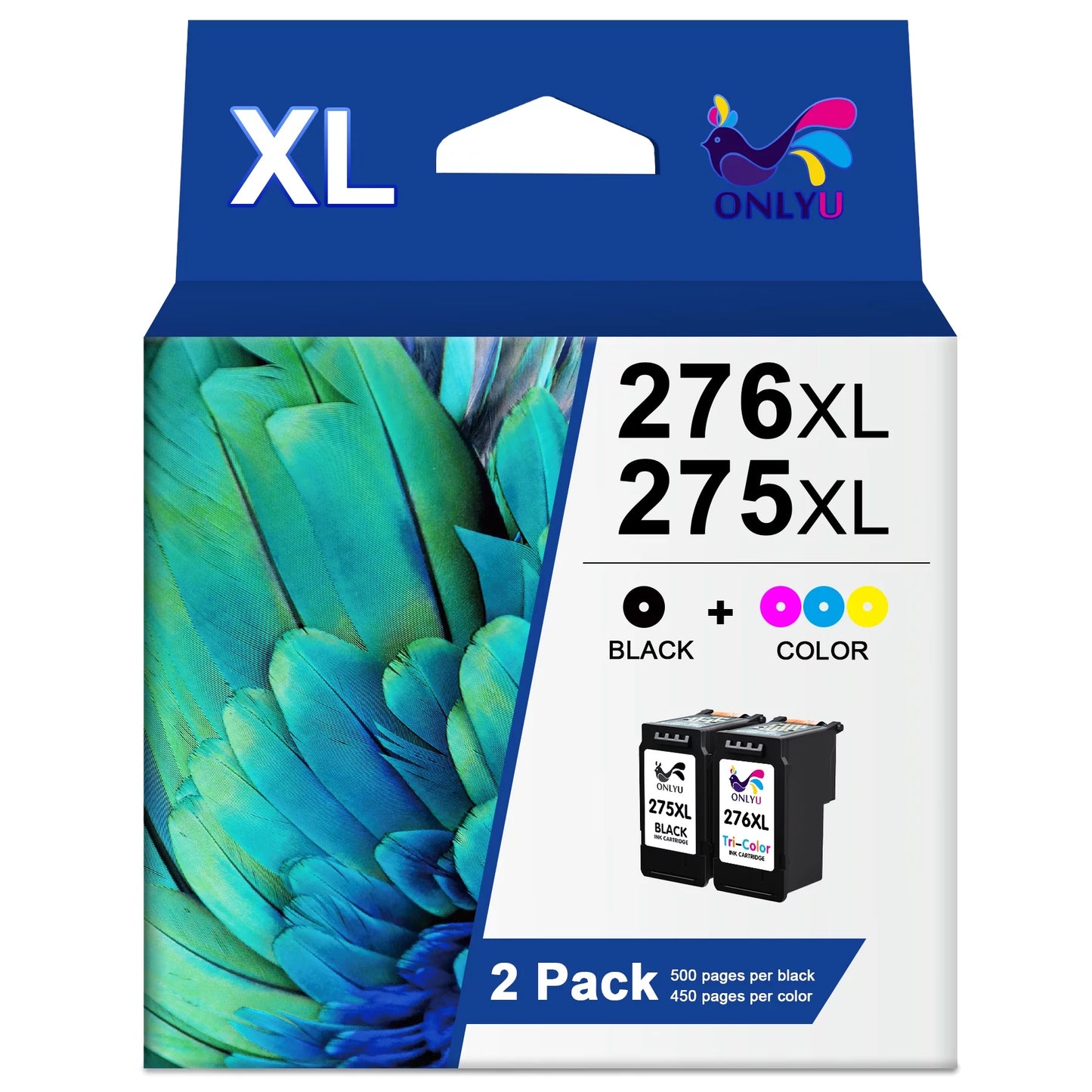 PG-275 CL-276 XL Printer Ink for Canon 275xl and 276xl Ink Cartridges (1 Black 1 Color) Compatible to PIXMA TSize3522 TSize3520 TR4720 TR4722 Printer High Yield Combo Pack