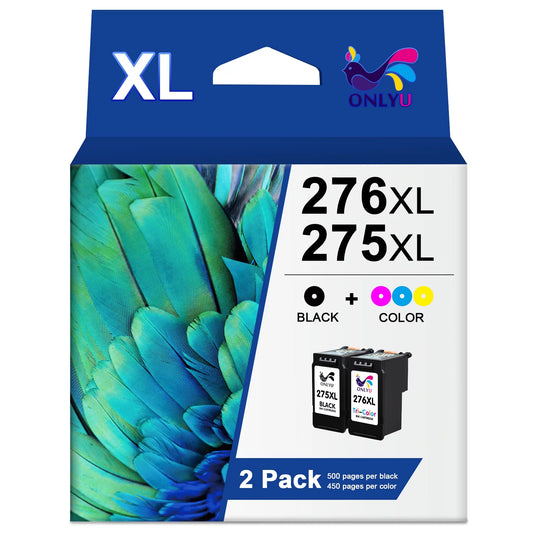 PG-275 CL-276 XL Printer Ink for Canon 275xl and 276xl Ink Cartridges (1 Black 1 Color) Compatible to PIXMA TSize3522 TSize3520 TR4720 TR4722 Printer High Yield Combo Pack