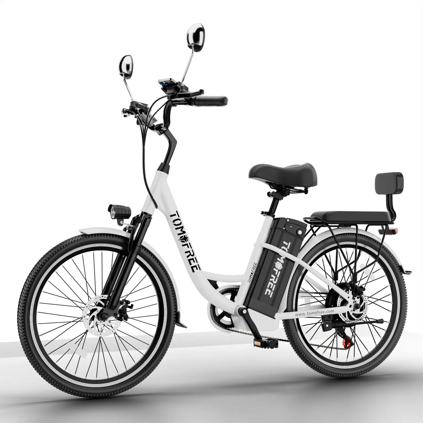 Cityscape Electric Bike for Adults 48V 20Ah 500W Removable Battery, 22MPH Sizehi-mano 7-Sizepeed, 24" Electric Cruiser Commuter Bike, City E-bike Ivory