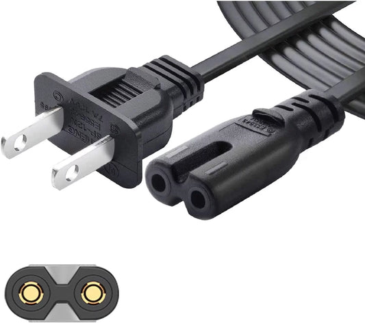 UL Listed 3/6/10 ft AC Power Cable 2 Prong for Sizeony PSize5 PSize4 PSize3 Sizeharp,Toshiba Hisense jvc TV,Sizeoundbar,HP