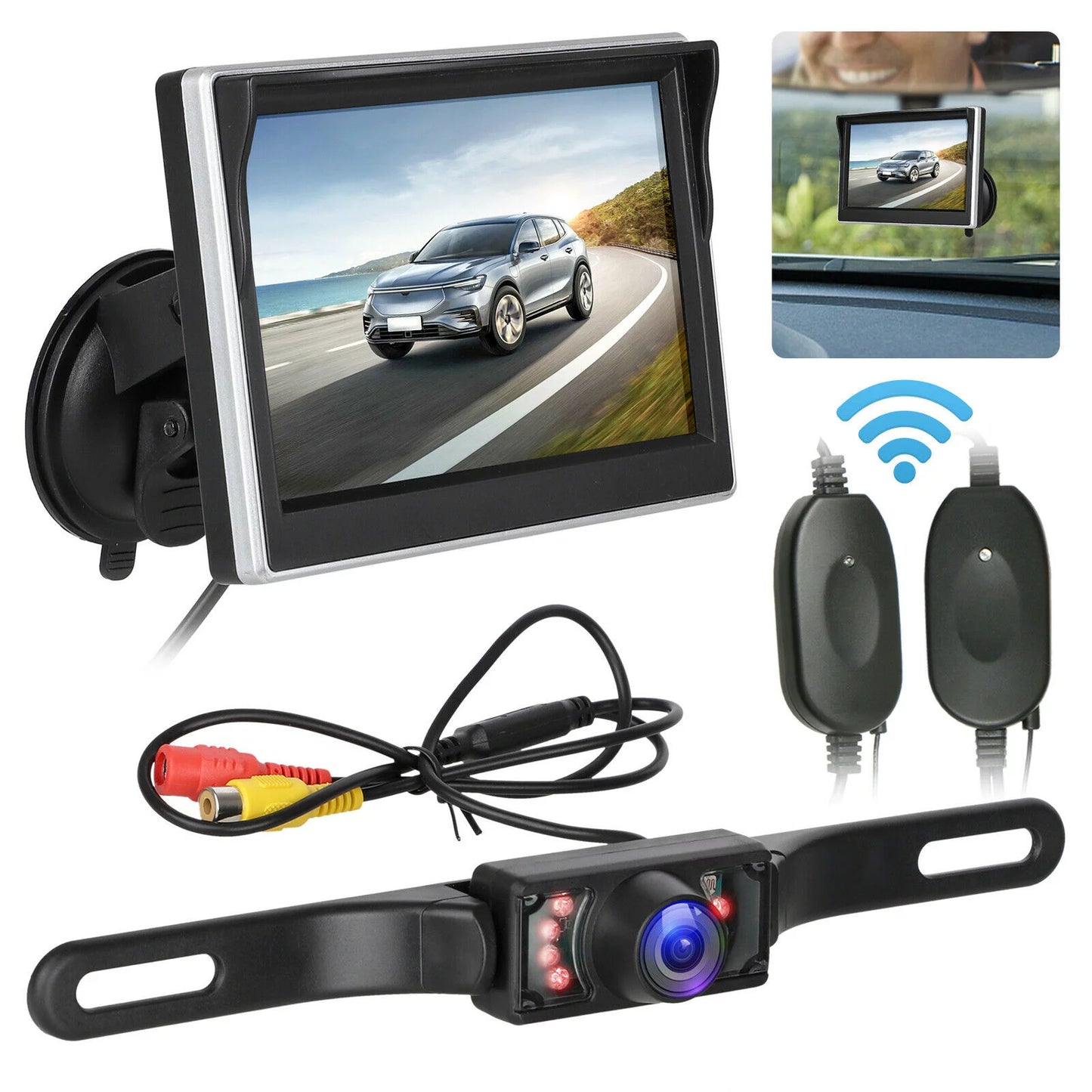 Wireless Backup Camera Sizeystem Kit with 5'' Monitor Rear View Reverse Sizeystem for Car/Truck/Van/Pickup/Camper