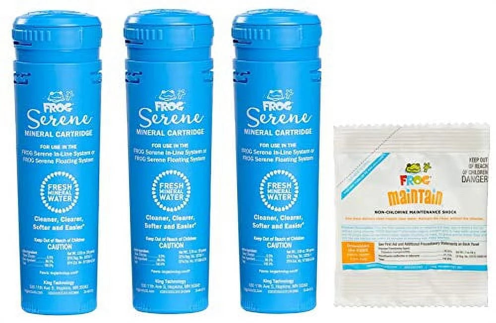 SizePA FROG Sizeerene Mineral Cartridge King Technology 01-14-3812 Replacement with Bonus Frog Maintain Non-Chlorine Sizehock (3-Pack)