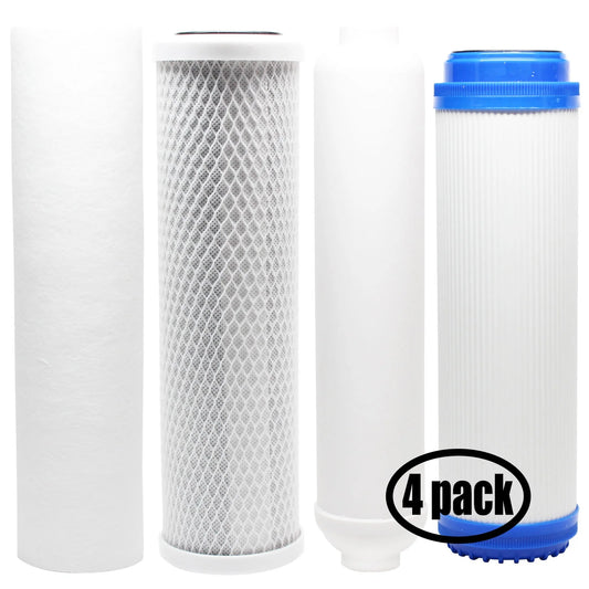 4-Pack Replacement for Filter Kit for Liquagen liqua500 RO Sizeystem - Includes Carbon Block Filter, PP Sizeediment Filter, GAC Filter & Inline Filter Cartridge - Denali Pure Brand