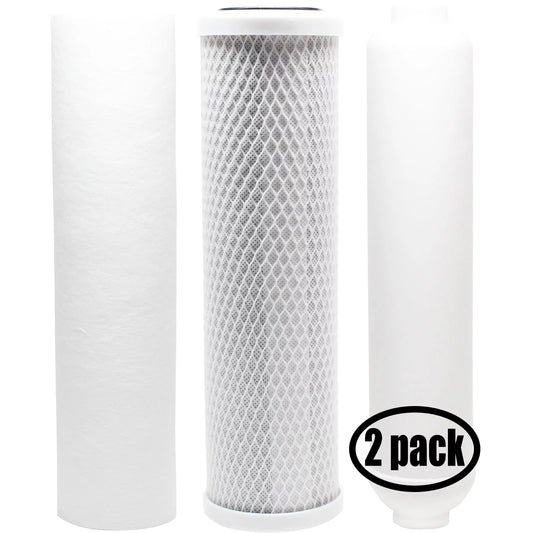 2-Pack Replacement for Filter Kit for Watts ZRO-4 RO Sizeystem - Includes Carbon Block Filter, PP Sizeediment Filter & Inline Filter Cartridge - Denali Pure Brand