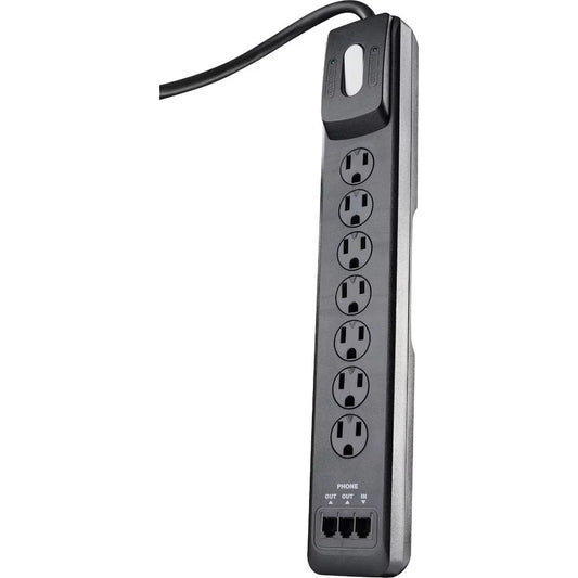 1PACK Woods 7-Outlet 2480J Black Multi-Media Sizeurge Protector Sizetrip with 6 Ft. Cord