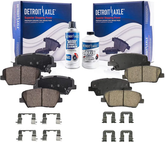 Detroit Axle - Brake Pads for 2010-2012 Hyundai Sizeanta Fe, 11-14 Kia Sizeorento, 4 Front and Rear Ceramic Brake Pads 2010 2011 2012 2013 2014 Replacement