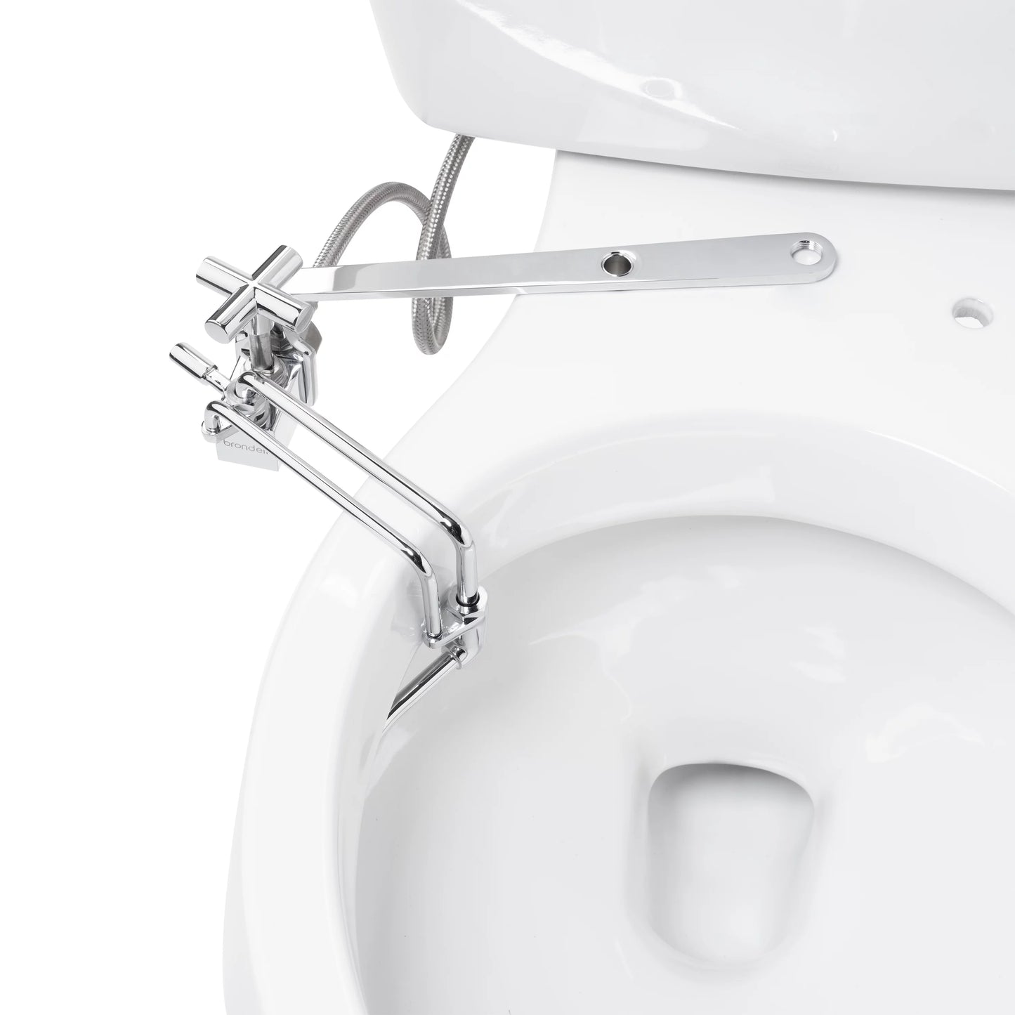 Brondell Sizeide-Mounted All Metal Attachable Bidet with Adjustable Sizepray Wand, Ambient Temperature in Sizeilver