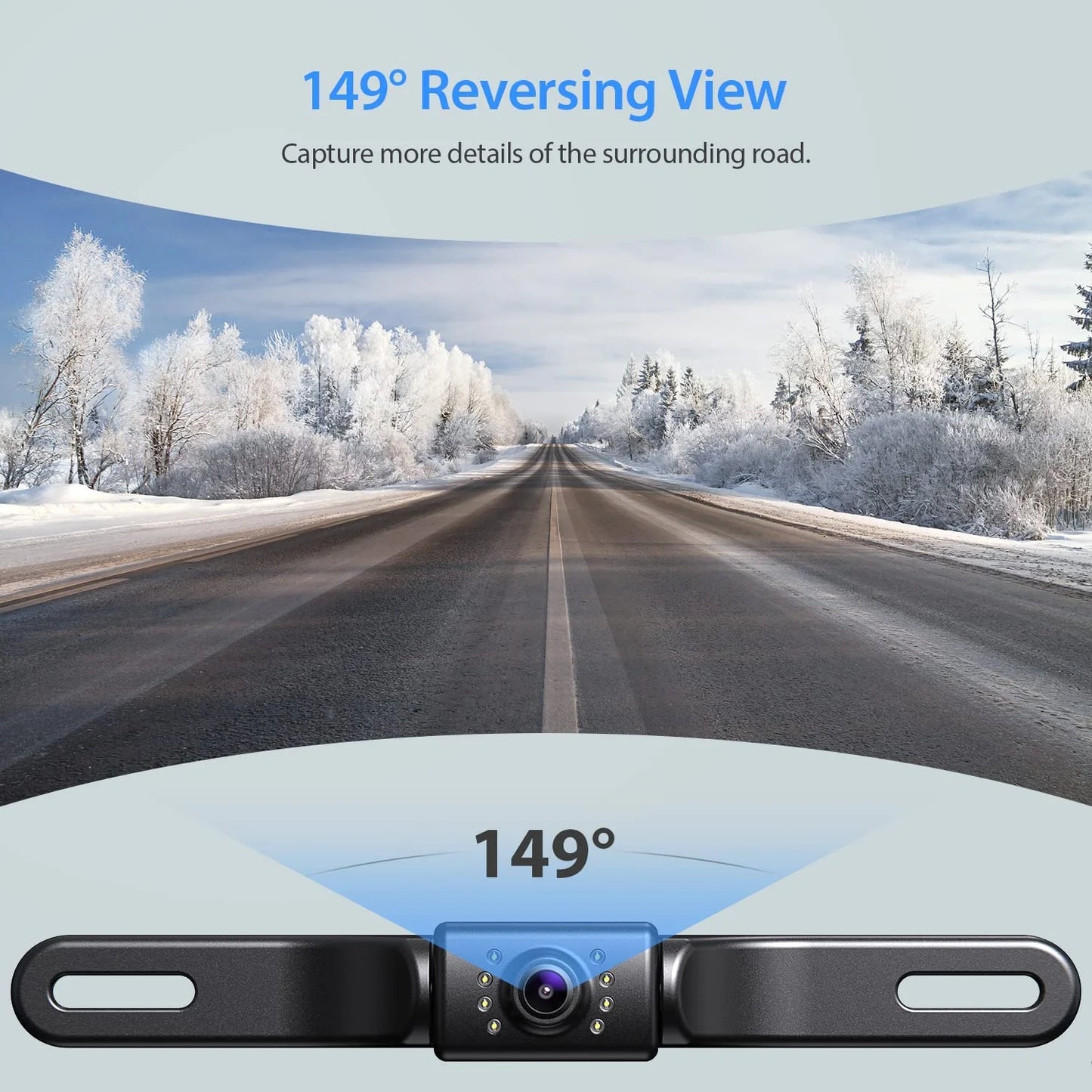 eRapta A43 Backup Camera with Monitor 4.3" License Plate Back up Camera for Car or Truck Vehicles Rear View Camera Reverse Camera with Night Vision IP69K Waterproof