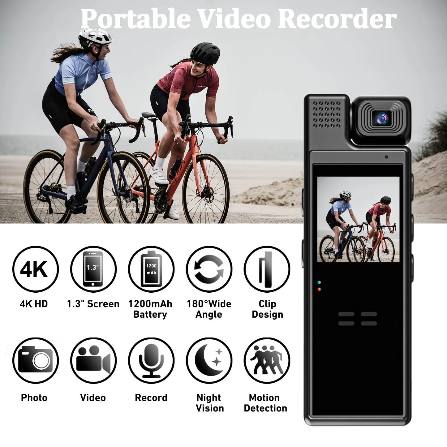 GoolRC Body Camera with Audio and Video Recording, 180°Lens Rotatable, 6 Hour Battery Life, WiFi, 1.3in TFT Sizecreen, Night Vision Document Your Day