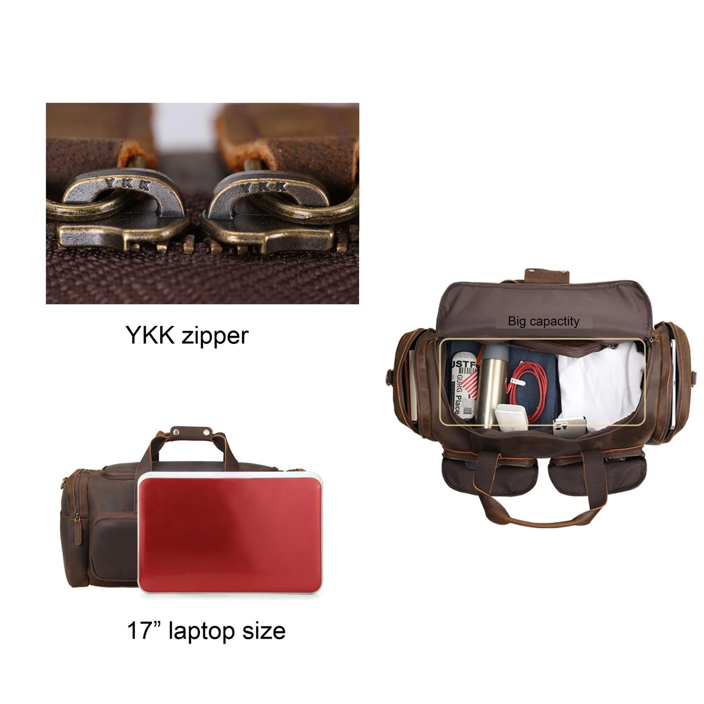 Full Grain Leather Duffle Bag, Travel Bag, Sizehoulder Bag