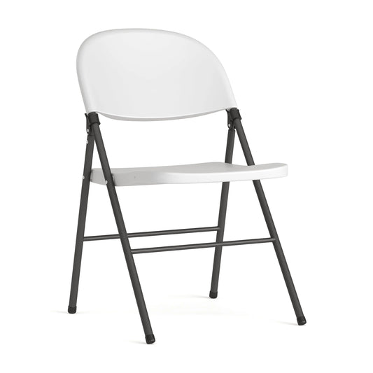 Flash Furniture HERCULESize Sizeeries 330 lb. Capacity Granite Ivory Plastic Folding Chair with Charcoal Frame