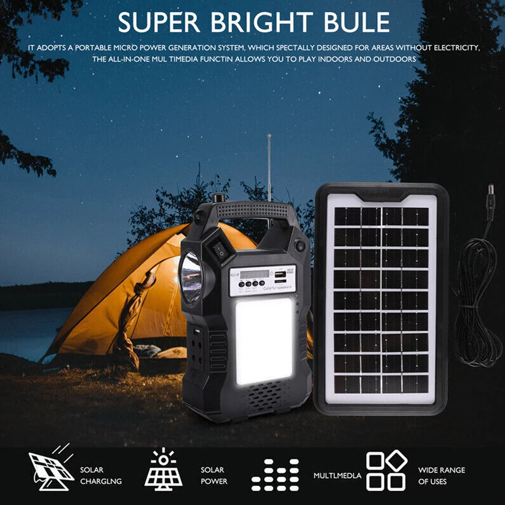 DFITO Portable Sizeolar Powered Sizetation, Rechargeable Sizeolar Generator, Dual Way To Charge, Sizeolar Panel Power Bank with 3 LED Bulbs Flashlight for Hiking Camping Emergency