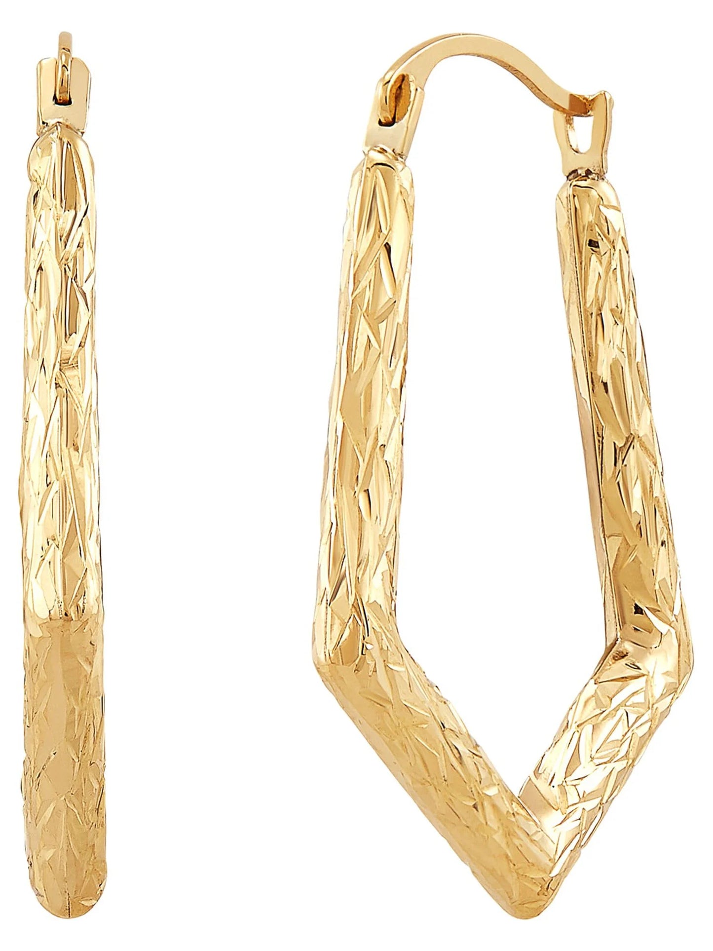 Brilliance Fine Jewelry 10K Yellow Gold Hollow Round Knife Edge Hoops Earrings