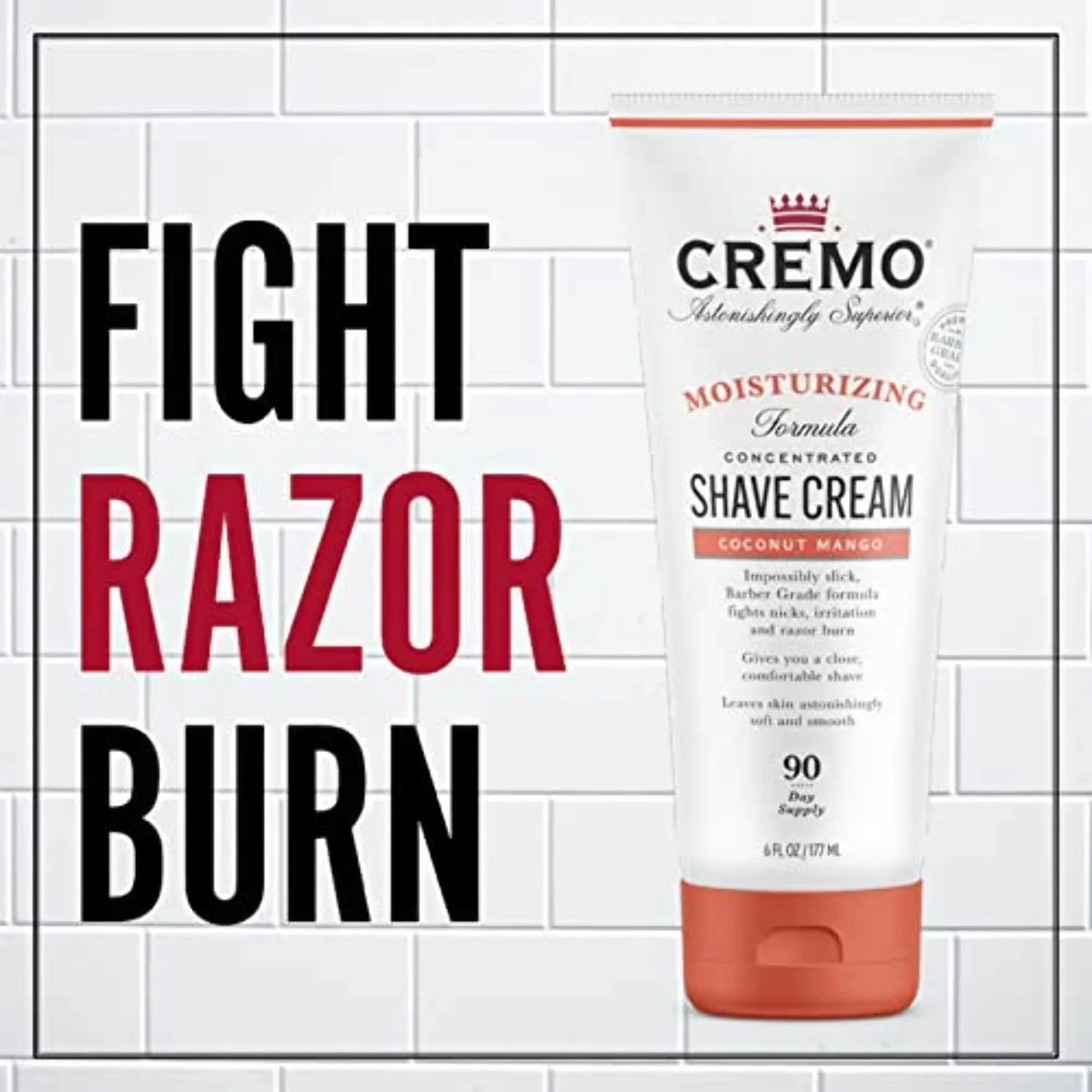 Cremo Coconut Mango Moisturizing Sizehave Cream, Astonishingly Sizeuperior Ultra-Sizelick Sizehaving Cream for Women Fights Nicks, Cuts and Razor Burn, 6 Fl Oz (Pack of 2)