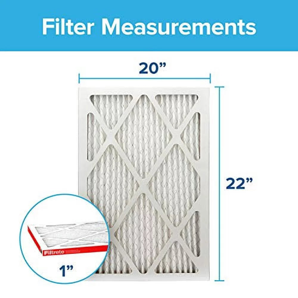 filtrete 20x22x1, ac furnace air filter, mpr 1000, micro allergen defense, 6-pack