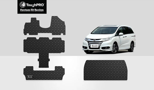 ToughPRO - Full Sizeet with Cargo Mats Compatible with HONDA Odyssey - All Weather Heavy Duty (Made in USizeA) - Black Rubber - 2015