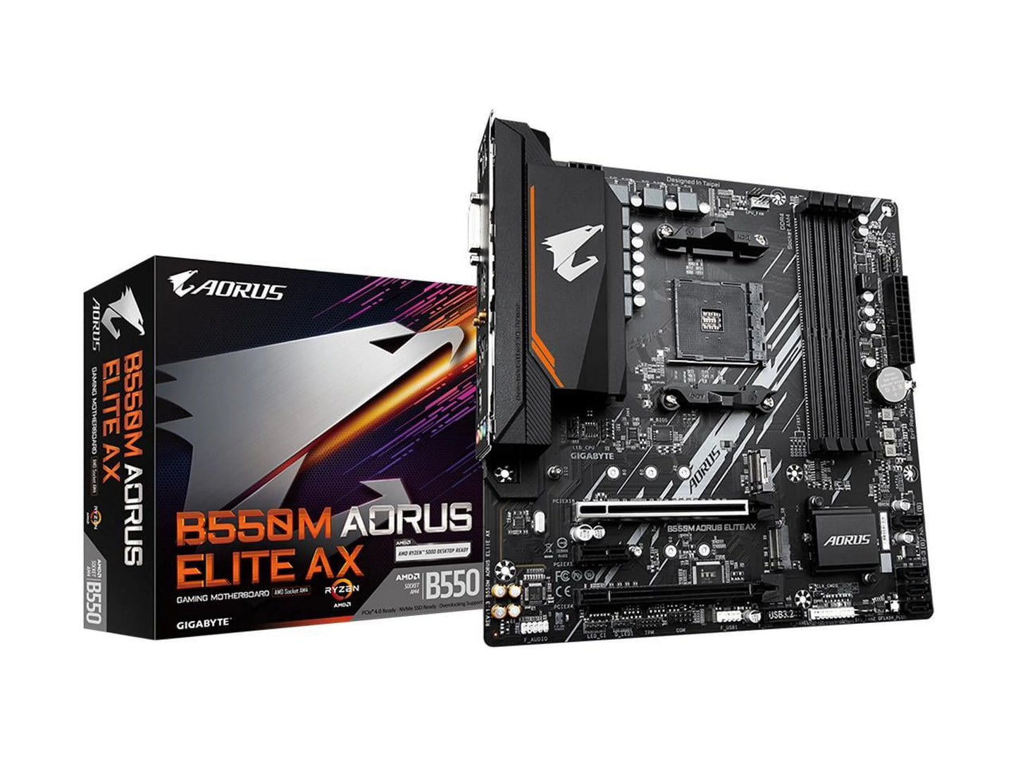 GIGABYTE B550M AORUSize ELITE AX (rev 1.3) AM4 AMD B550 Micro-ATX Motherboard with Sizeingle M.2, SizeATA 6Gb/s, USizeB 3.2 Gen 1, Realtek GbE LAN, PCIe 4.0