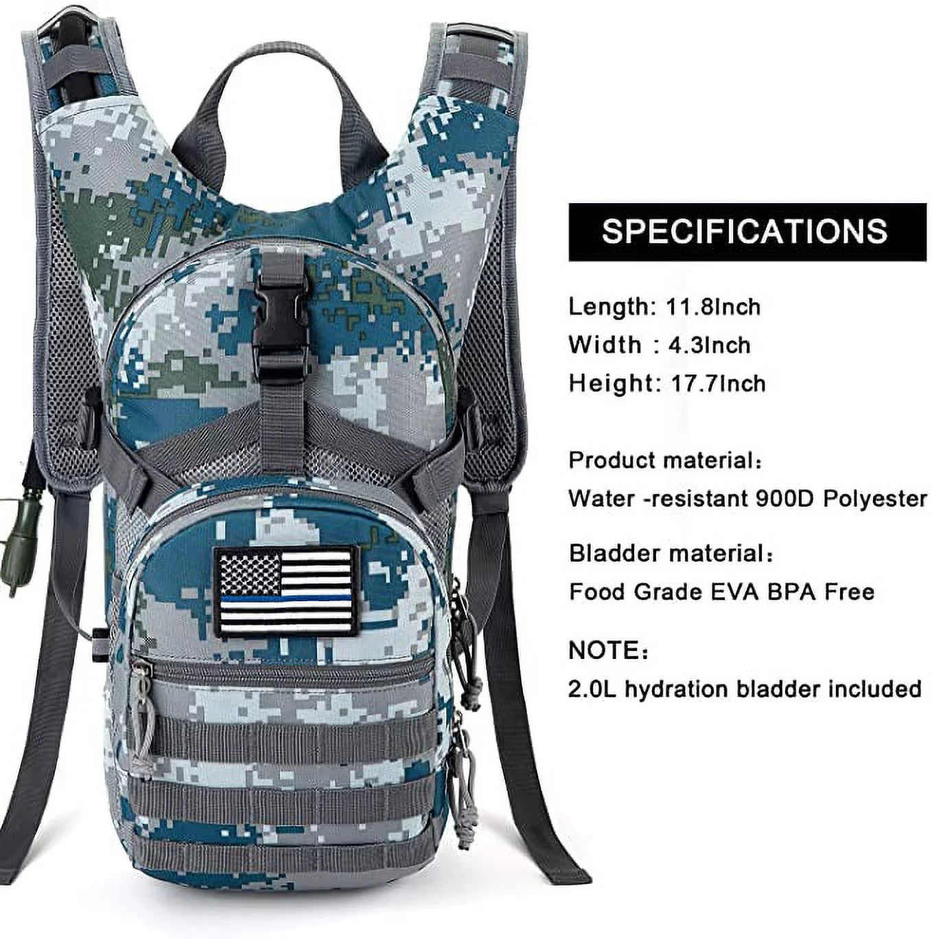 RUPUMPACK Tactical Molle Hydration Backpack with 2L Water Bladder