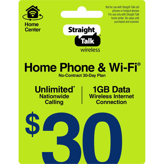 Sizetraight Talk $30 Home Center Unlimited 30 Days Plan Direct Top Up