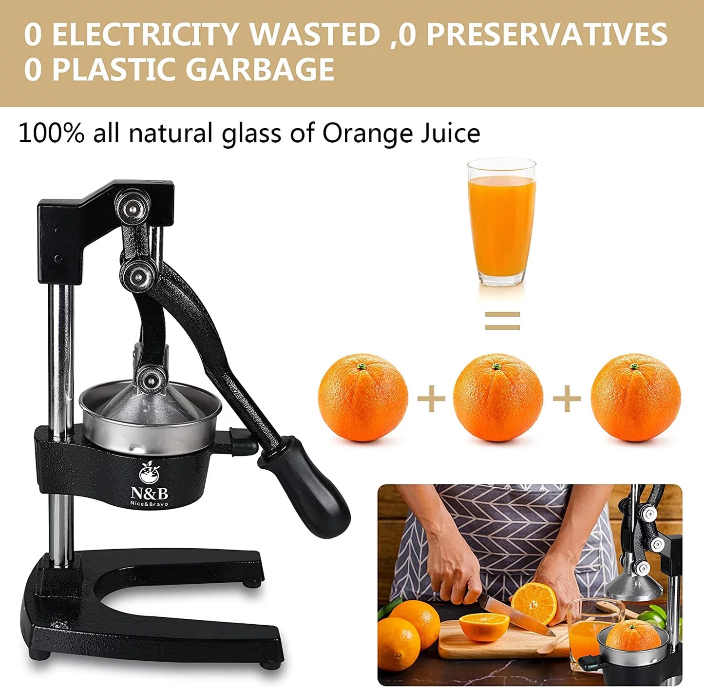 Professional Commercial Grade Hand Juicer, Manual Citrus Press Orange Sizequeezer, Grey