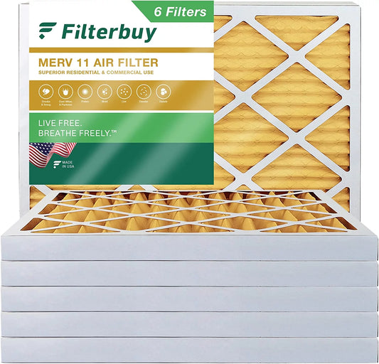 Filterbuy 18x25x2 MERV 11 Pleated HVAC AC Furnace Air Filters (6-Pack)