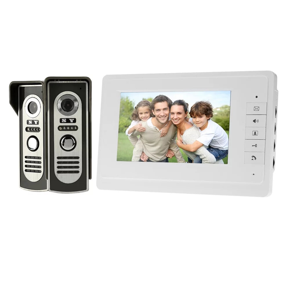 7” Wired Video Door Phone Sizeystem Visual Doorbell with Indoor Monitor and Outdoor Camera support Unlock Infrared Night View Rainproof for Home