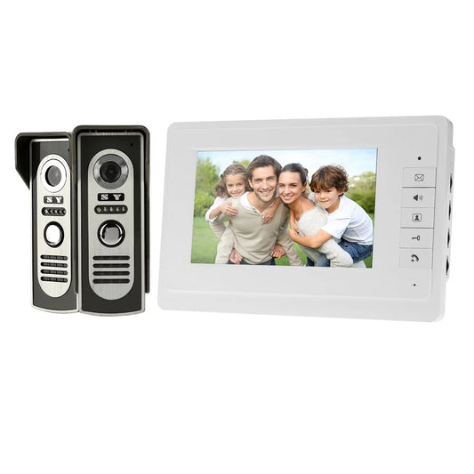 7” Wired Video Door Phone Sizeystem Visual Doorbell with Indoor Monitor and Outdoor Camera support Unlock Infrared Night View Rainproof for Home