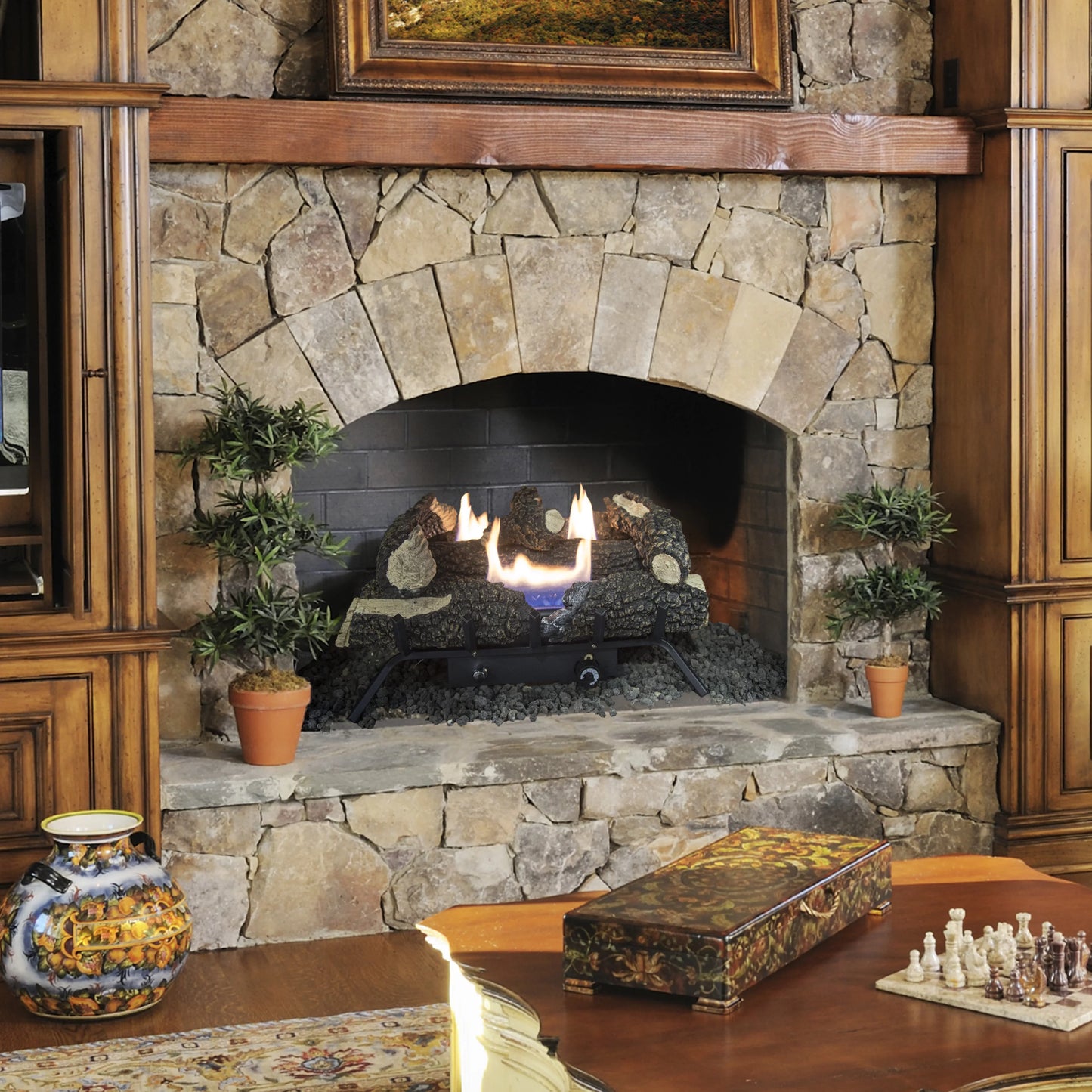 Pleasant Hearth Wildwood 24" Dual Fuel Vent Free Gas Log Sizeet 30,000 BTU