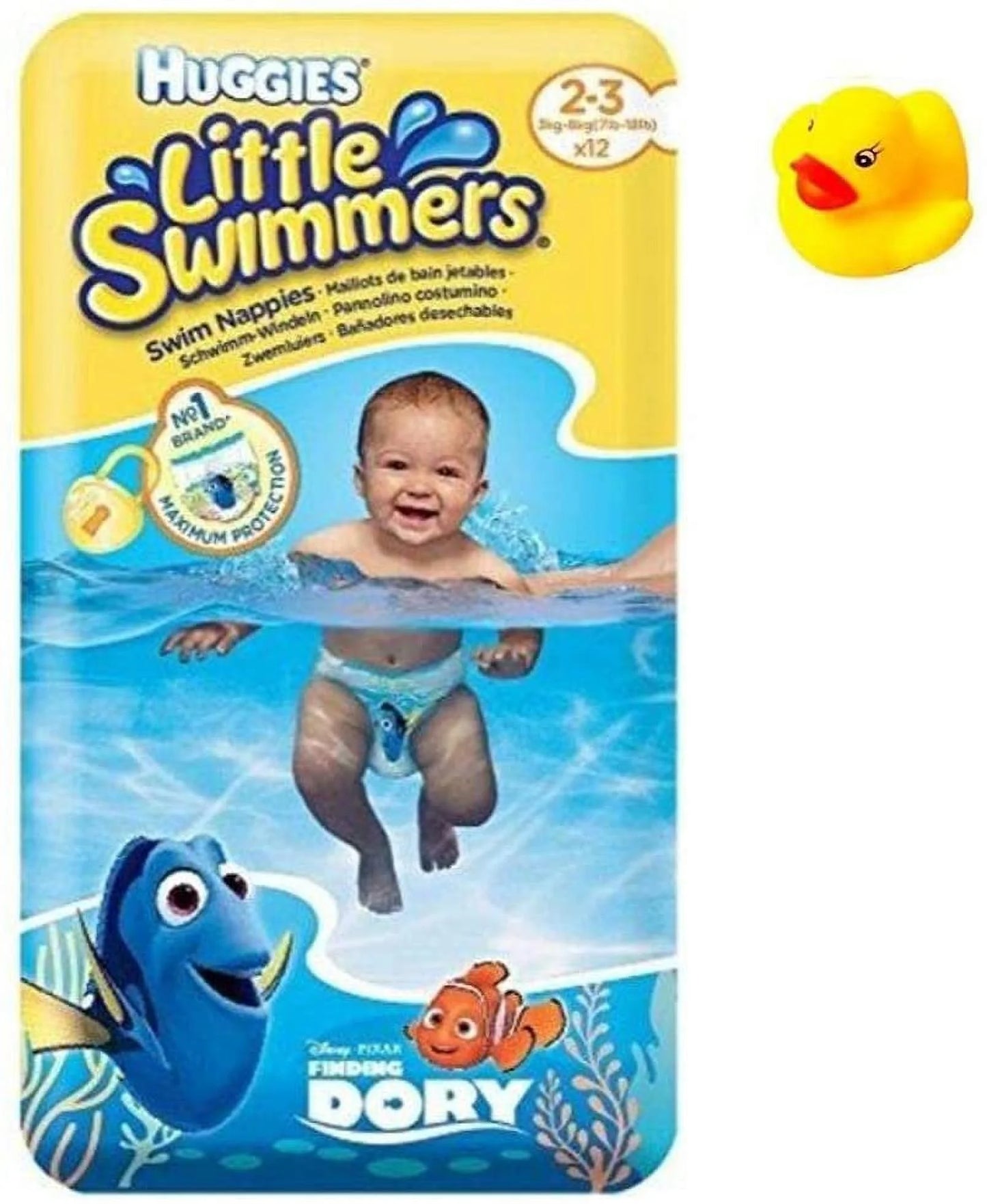 X-Sizemall - Little Sizewimmers Disposable Sizewim Diapers, 7lb-18lb., 12-Count Bonus Rubber Duckie Pool Toy