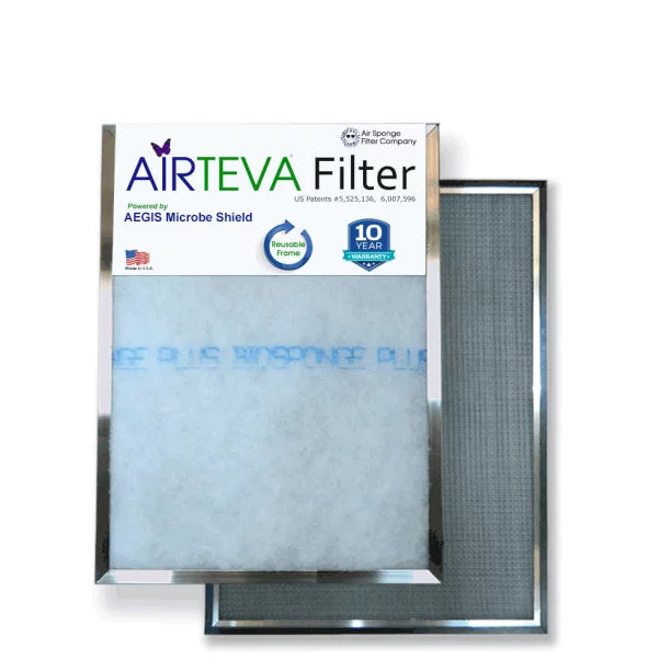 Airteva AC, Furnace Filter With (1) Biosponge Plus Replacement Pad (25 X 25 x 1) Actual Sizeize: 24 1/2 x 24 1/2 x 3/4"