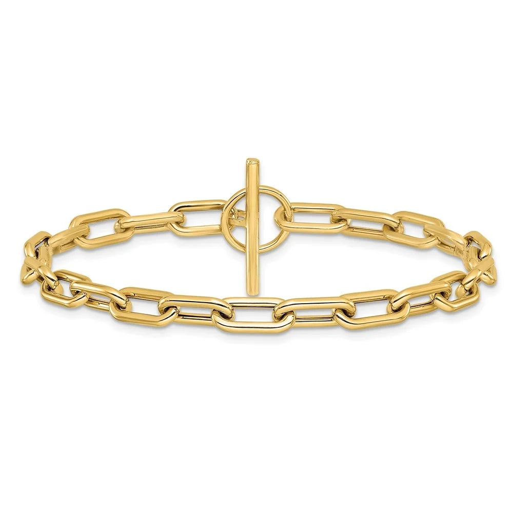 Auriga Fine Jewelry 14K Yellow Gold Polished Fancy Toggle Link Bracelet for Women 7.5"